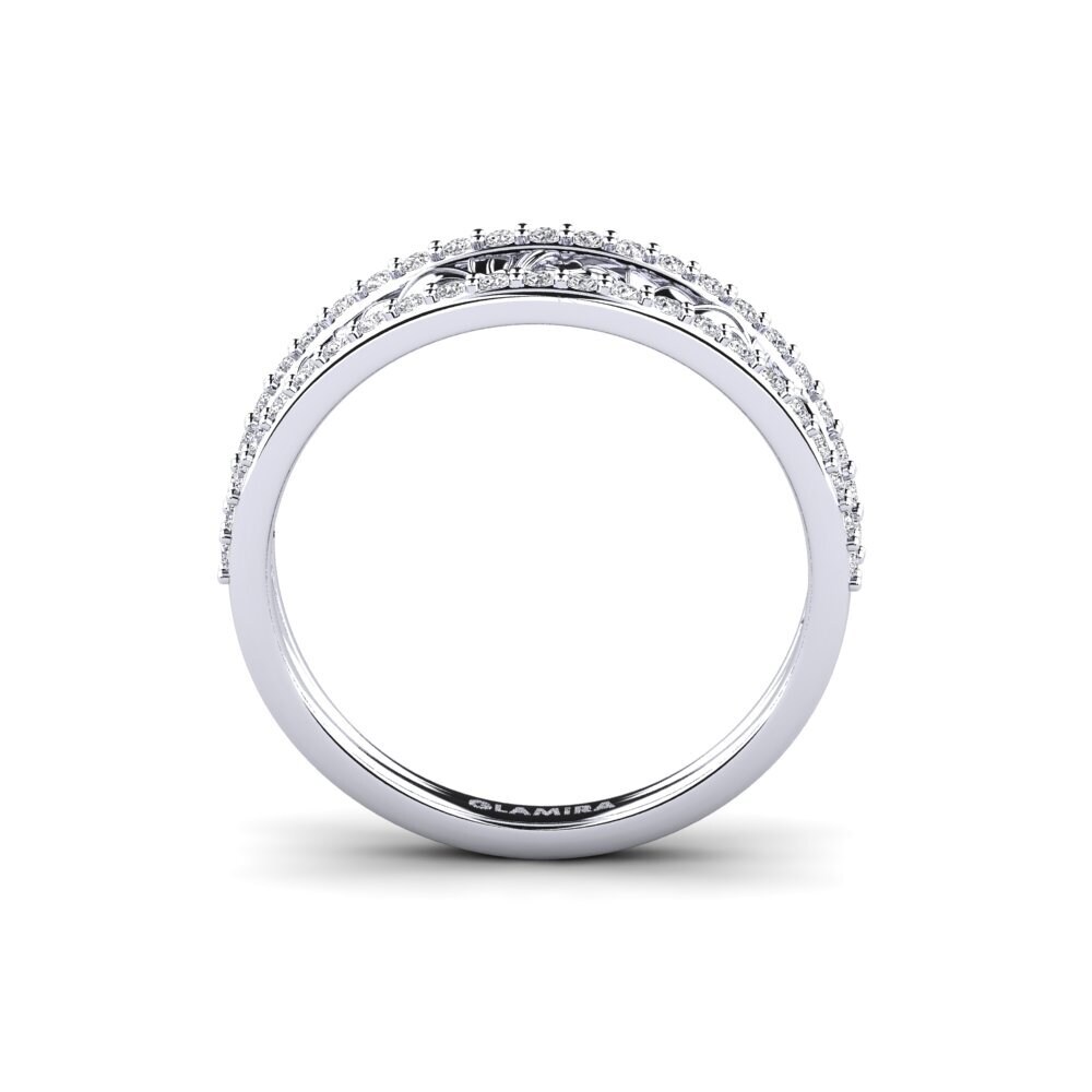 White Silver Diamond Ring Bowery