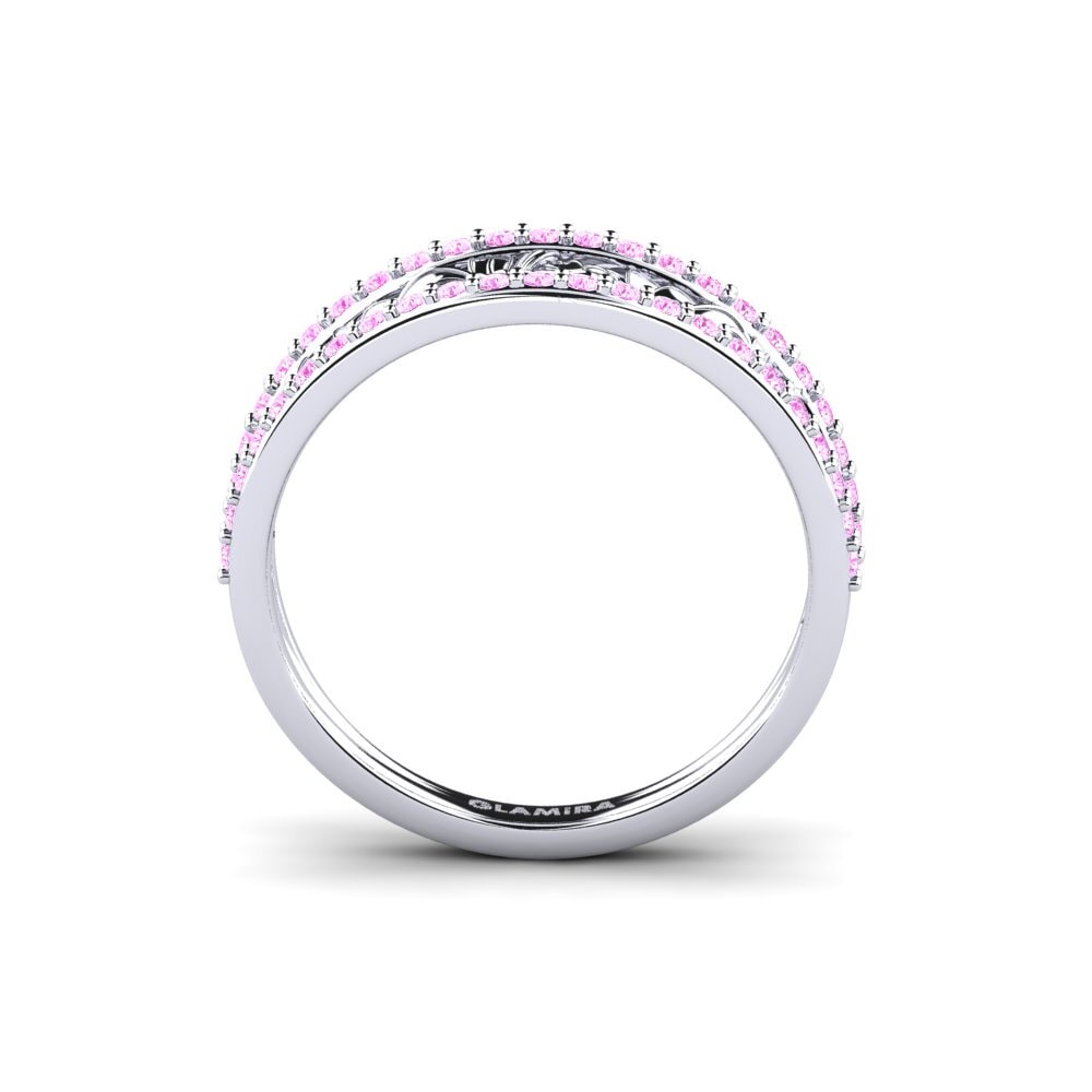 White Silver Pink Sapphire Ring Bowery