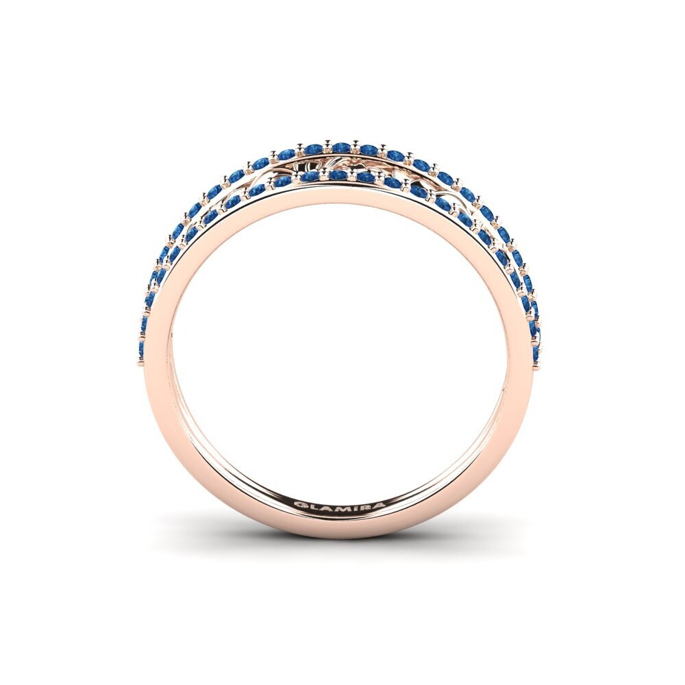 14ct Rose Gold Dark Blue Zirconia Ring Bowery