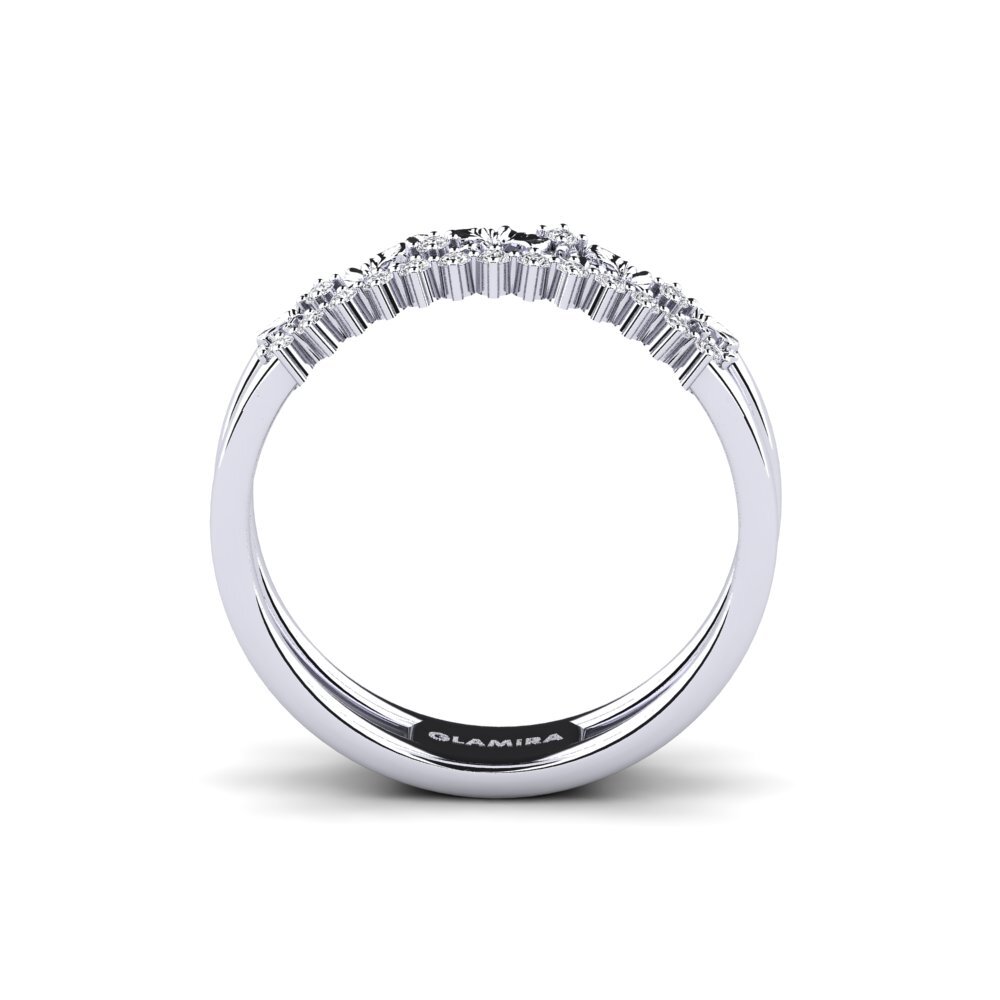 14k Oro Blanco Anillo Bromelle