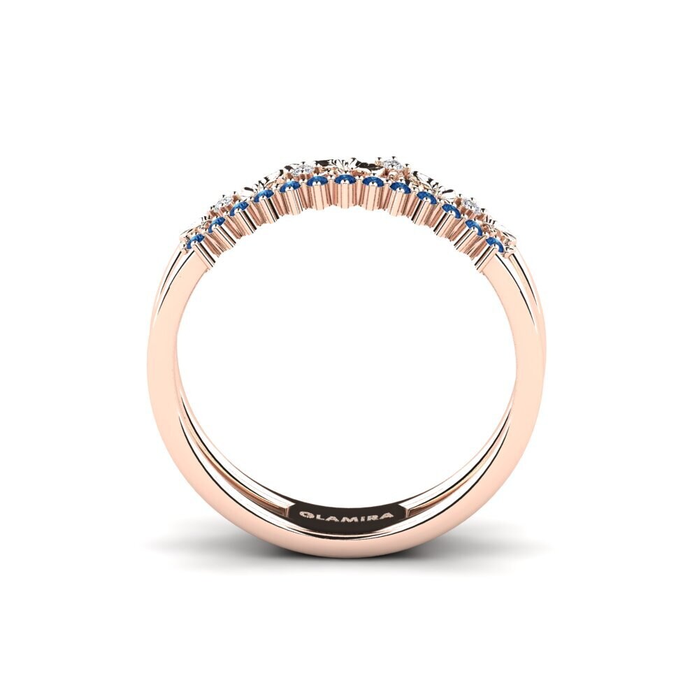 14ct Rose Gold Dark Blue Zirconia Ring Bromelle