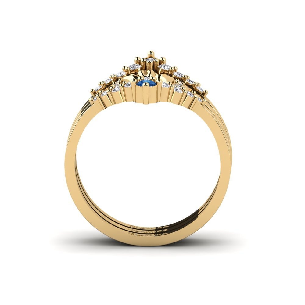Dark Blue Zirconia Ring Caelatura - SET