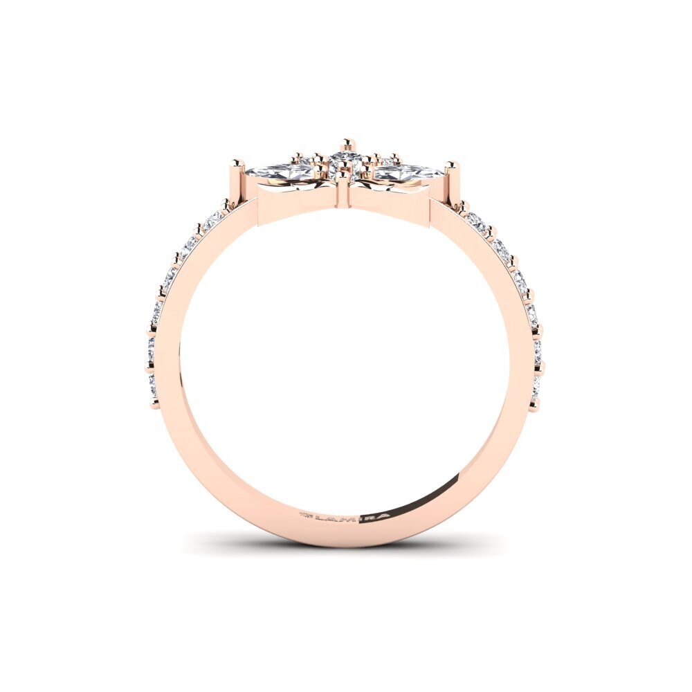 14ct Rose Gold Diamond Ring Cinzelado