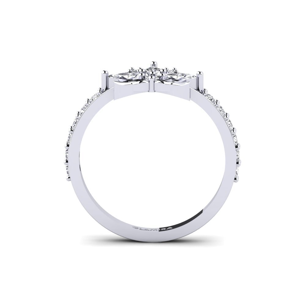 14k Oro Blanco Anillo Cinzelado