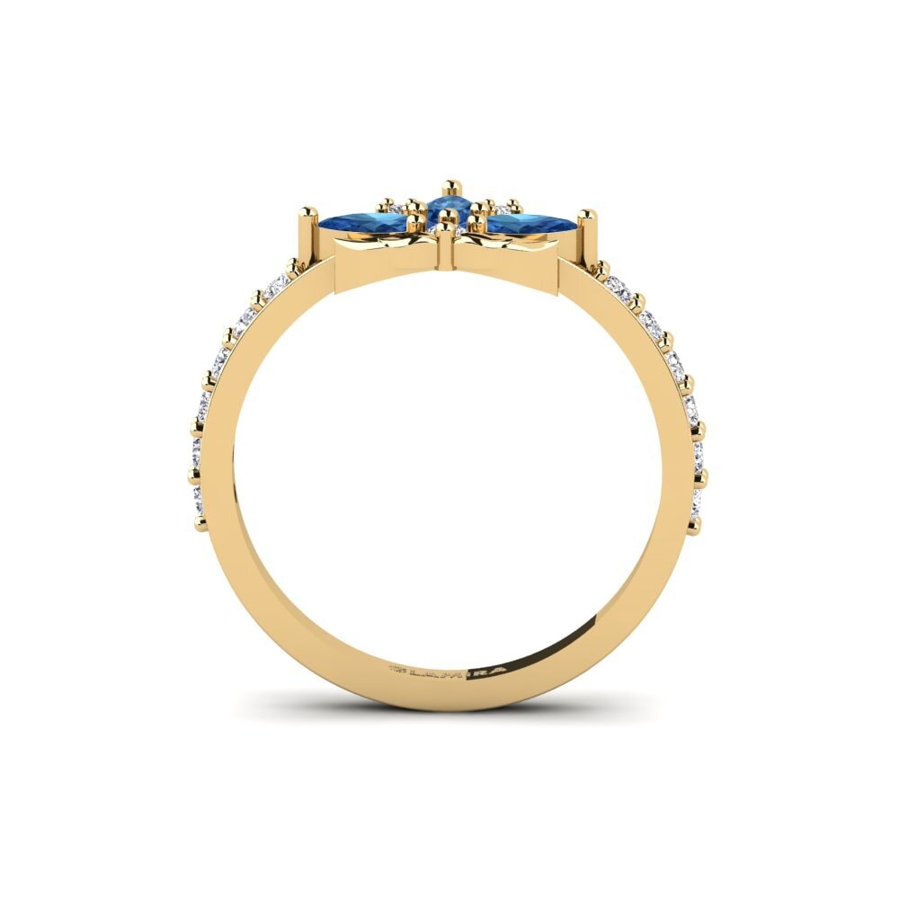 Dark Blue Zirconia Ring Cinzelado