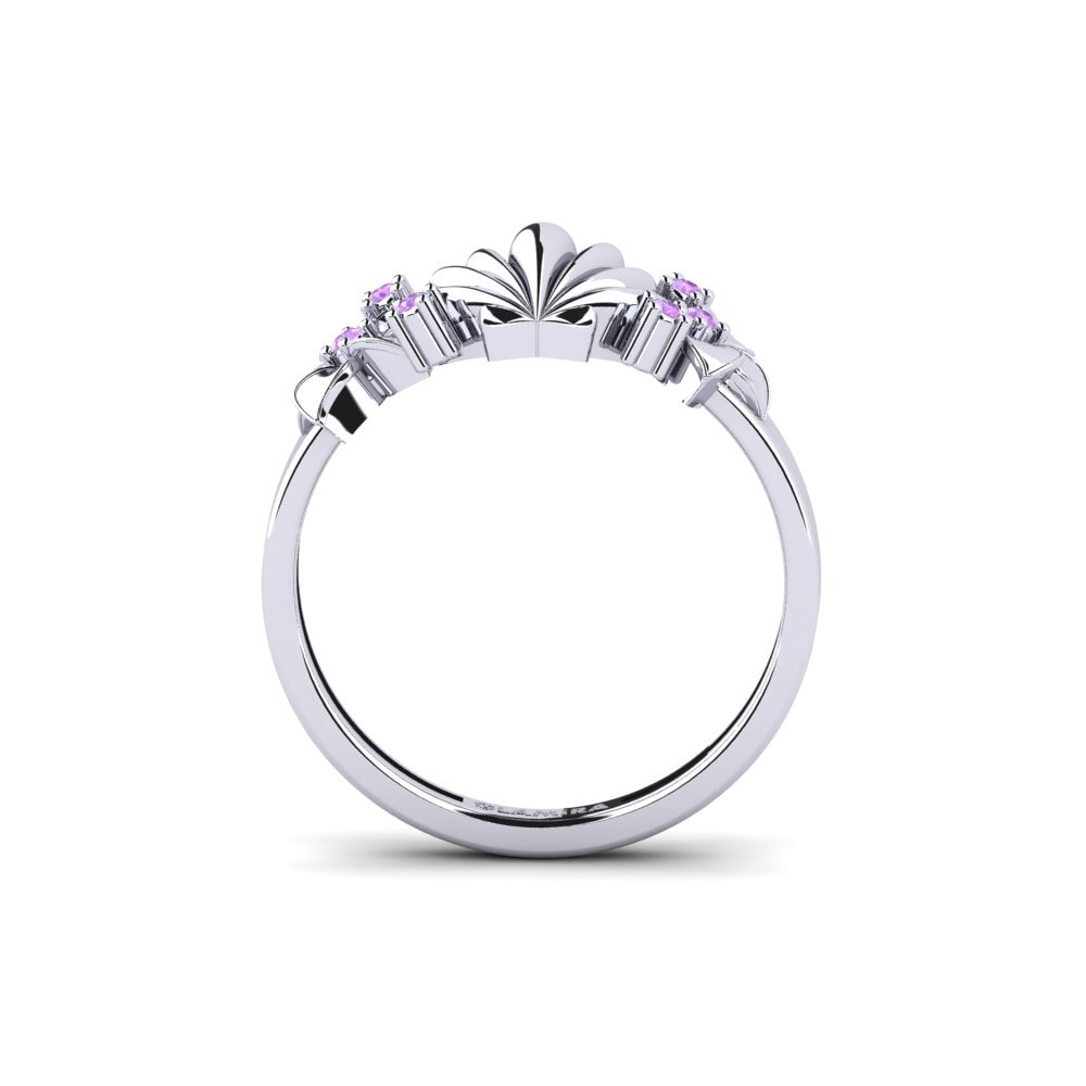 White Silver Amethyst Pinky Ring Clevore