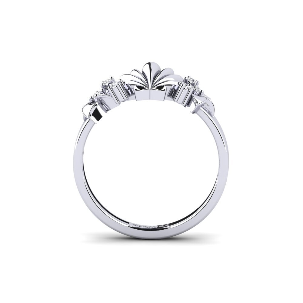 14k Oro Blanco Anillo meñique Clevore