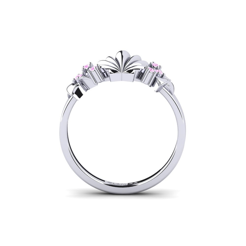 White Silver Pink Sapphire Pinky Ring Clevore