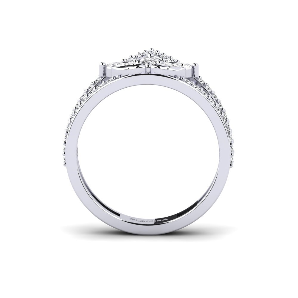 14k Oro Blanco Anillo Contorno