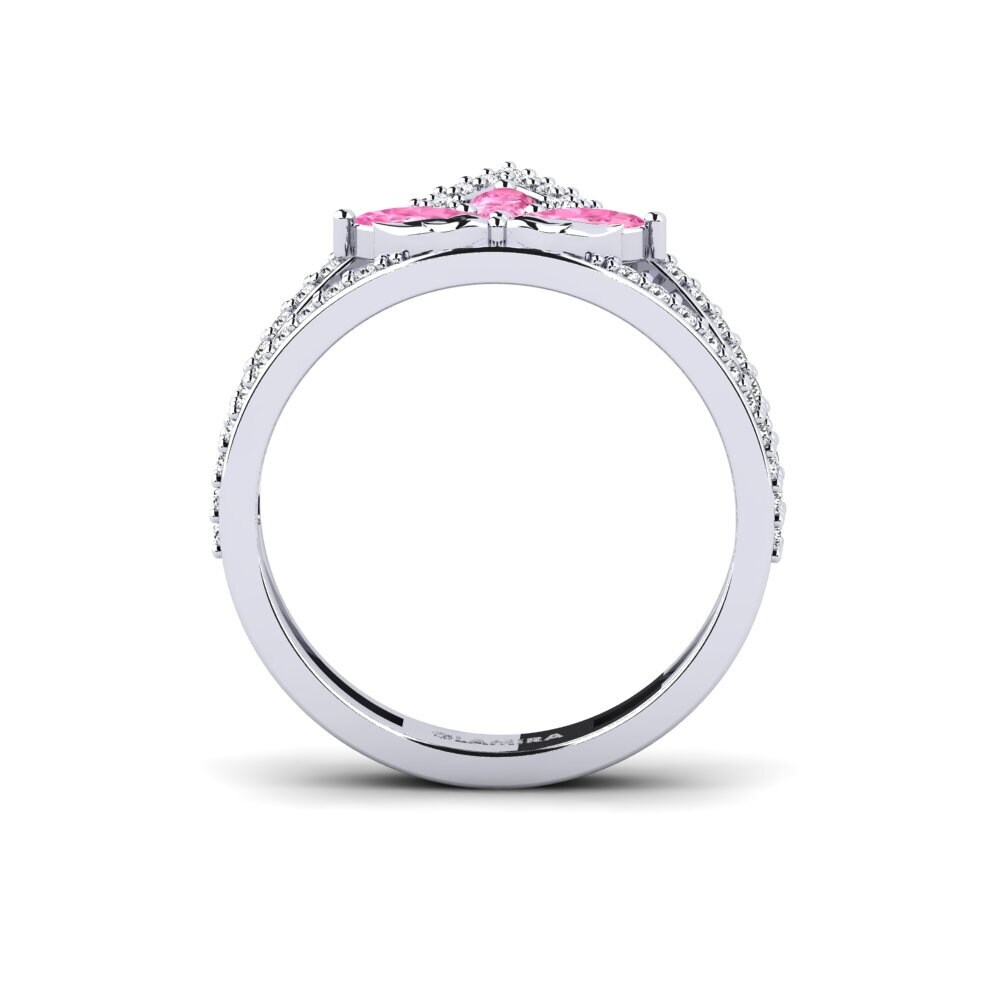 White Silver Pink Sapphire Ring Contorno