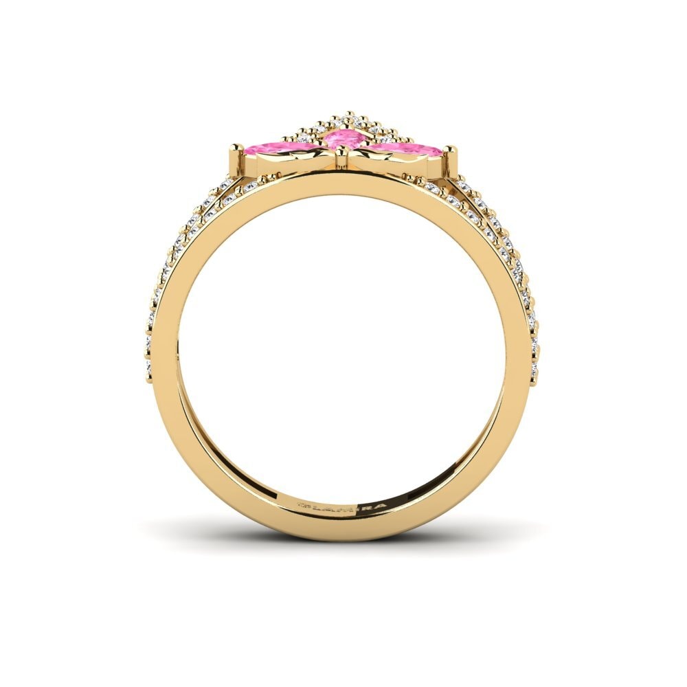 Zafiro Rosado Anillo Contorno