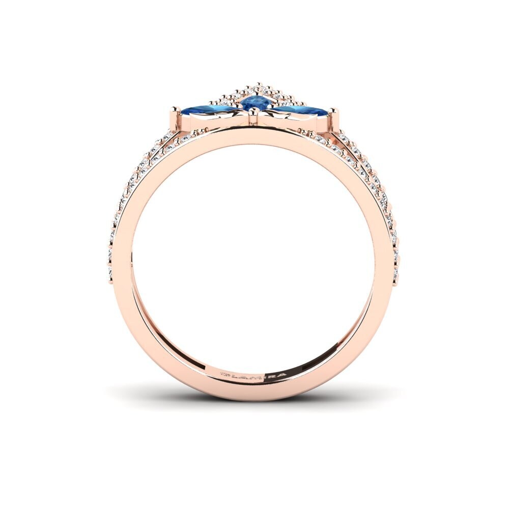 14ct Rose Gold Dark Blue Zirconia Ring Contorno