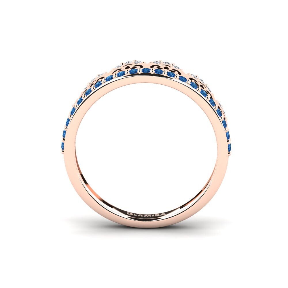 14ct Rose Gold Dark Blue Zirconia Ring Culuri