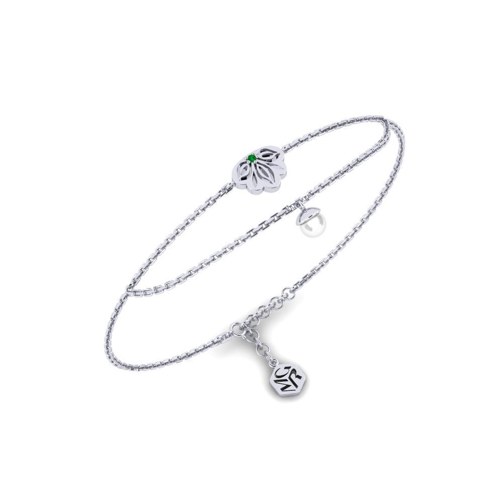 950 Platinum Emerald Women's Bracelet Ejabule