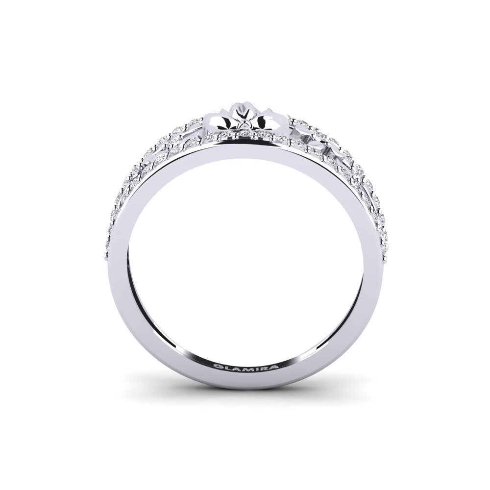 White Silver Diamond Ring Embossia