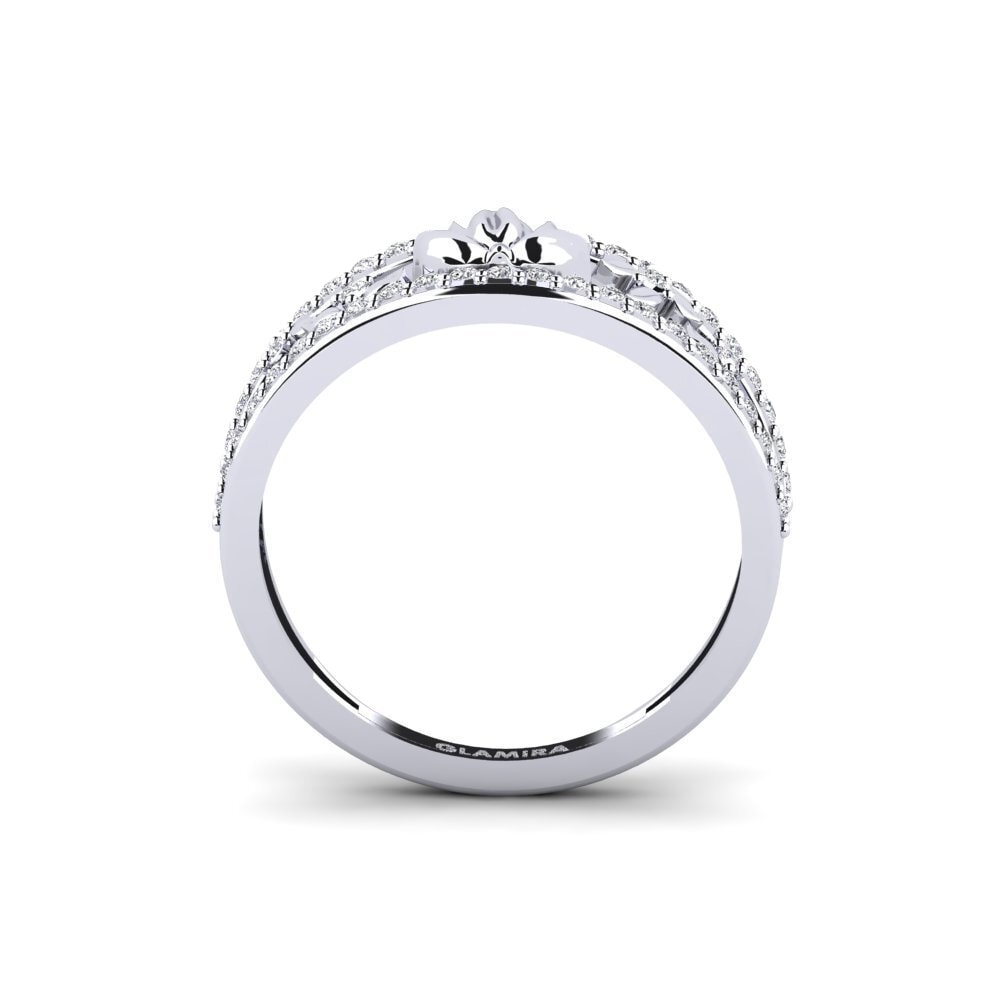 14k Oro Blanco Anillo Embossia