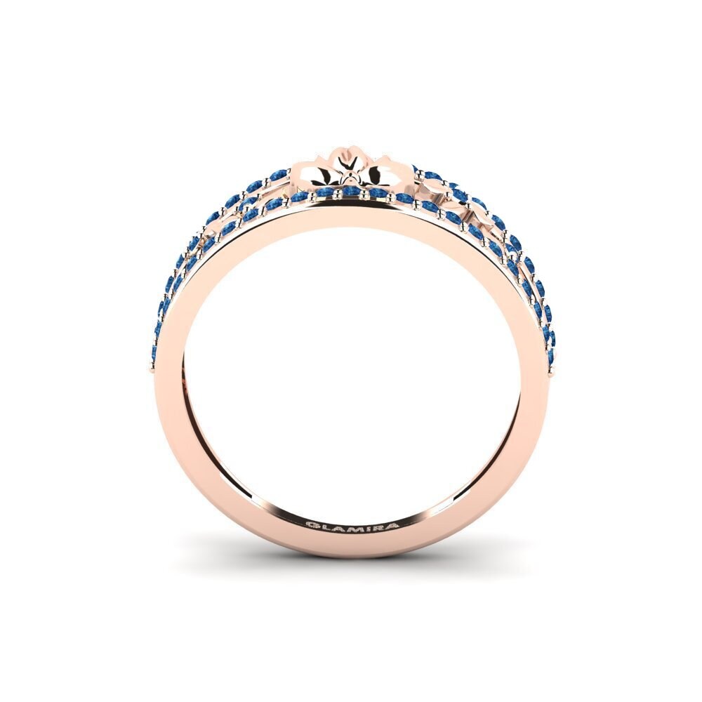 14ct Rose Gold Dark Blue Zirconia Ring Embossia