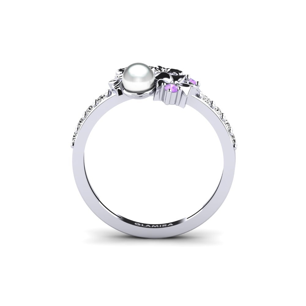White Silver Amethyst Ring Fleurin