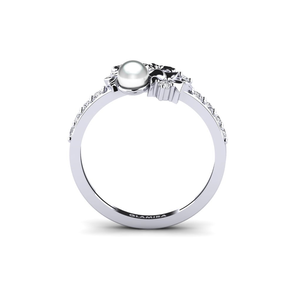 14k Oro Blanco Anillo Fleurin