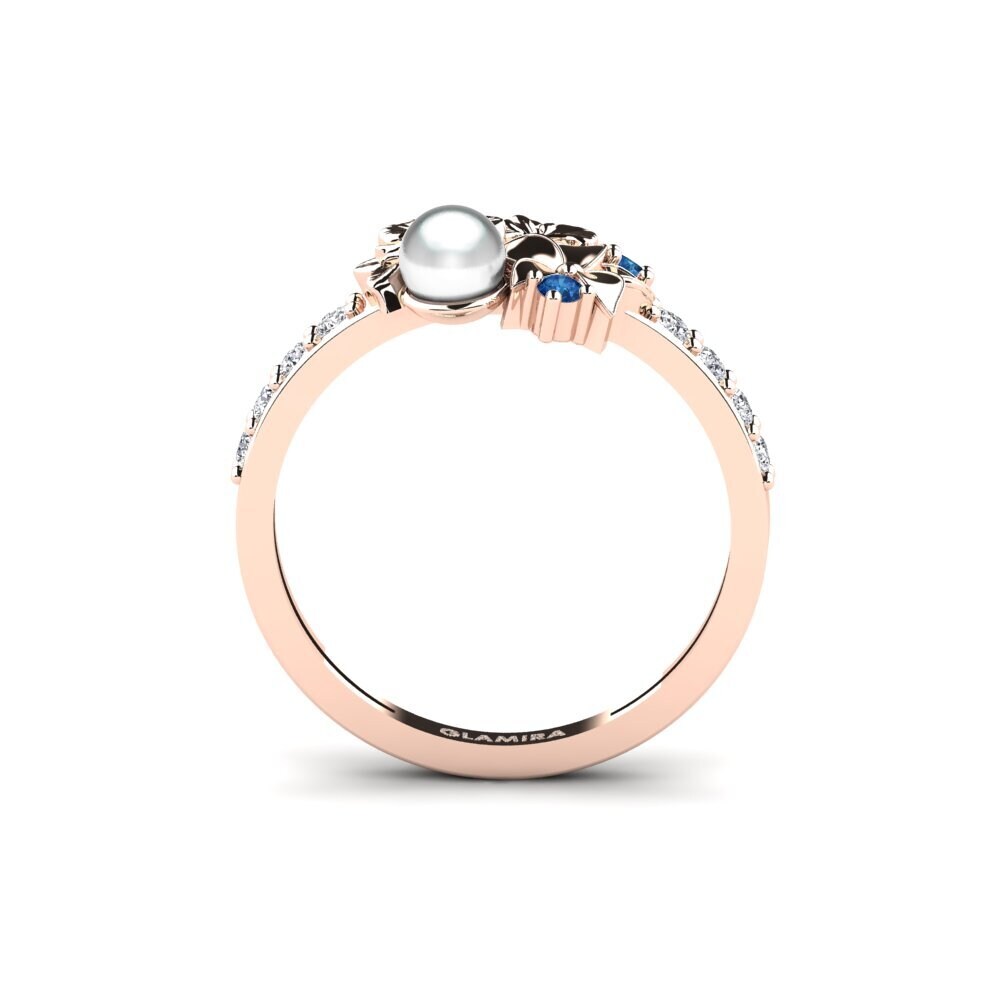14ct Rose Gold Dark Blue Zirconia Ring Fleurin