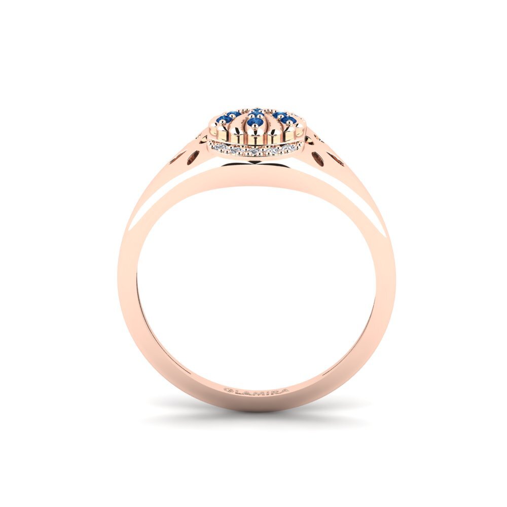 14ct Rose Gold Dark Blue Zirconia Ring Gnalakhin