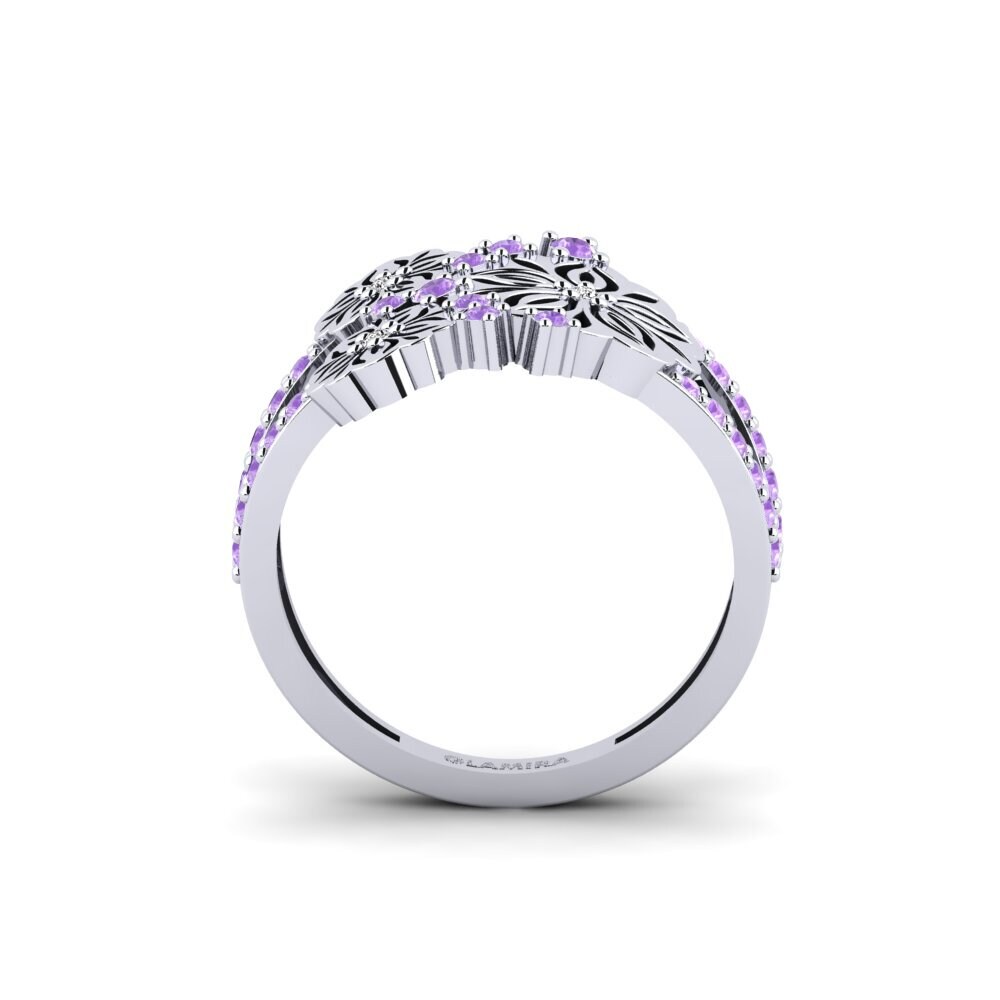White Silver Amethyst Ring Halluu