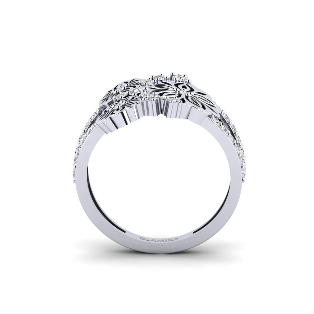 14k Oro Blanco Anillo Halluu