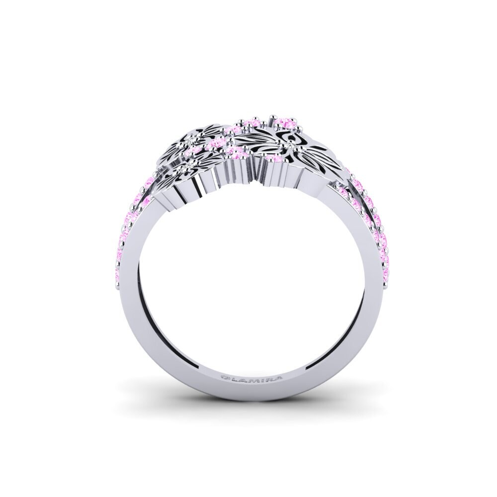 White Silver Pink Sapphire Ring Halluu