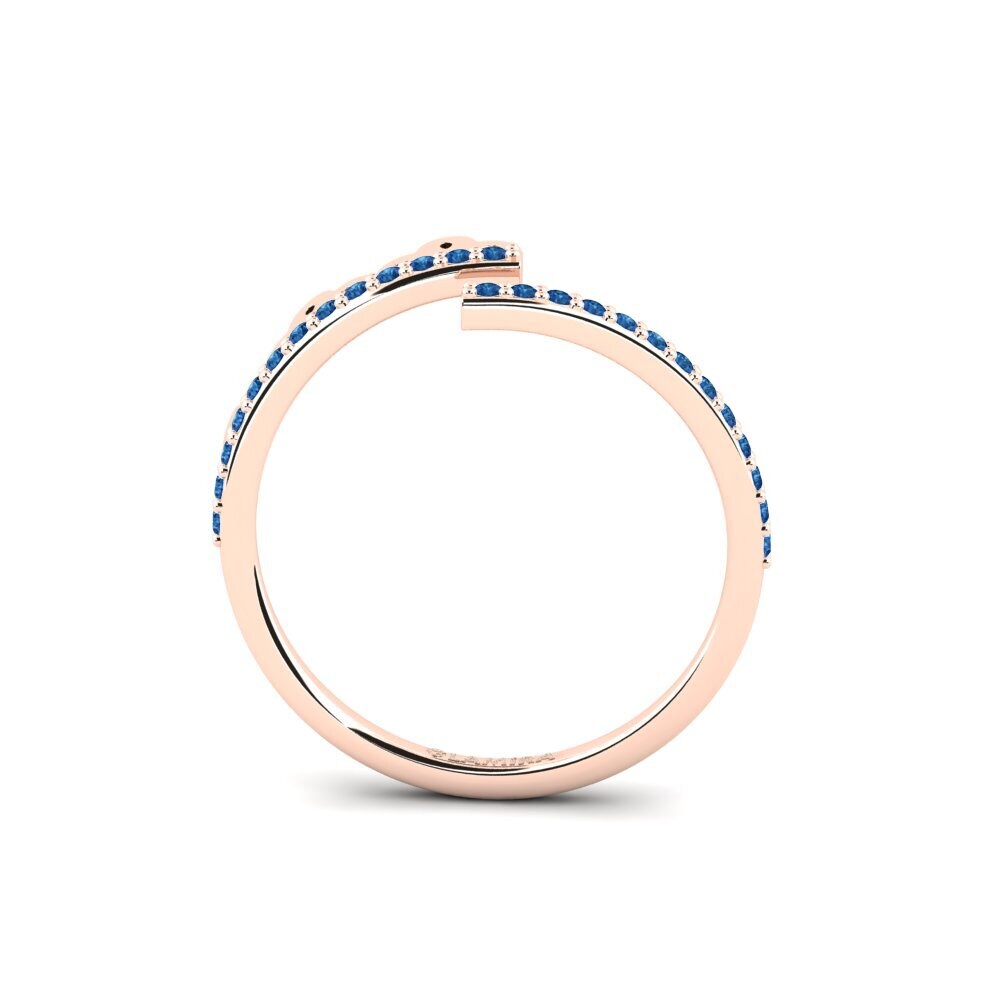 14ct Rose Gold Dark Blue Zirconia Ring Kwenama