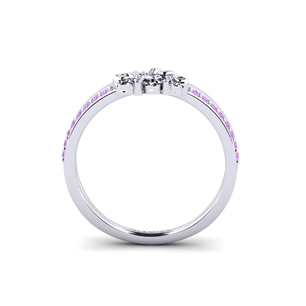 White Silver Amethyst Ring Mulberry