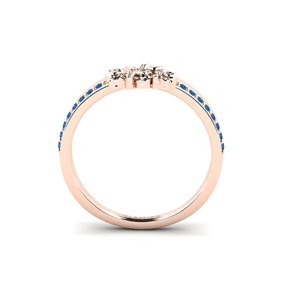 14ct Rose Gold Dark Blue Zirconia Ring Mulberry