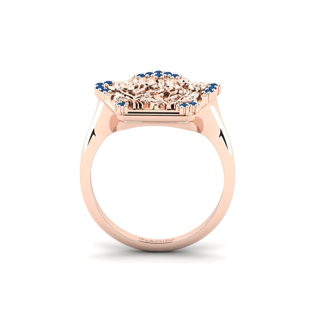14ct Rose Gold Dark Blue Zirconia Ring Myrtaceae