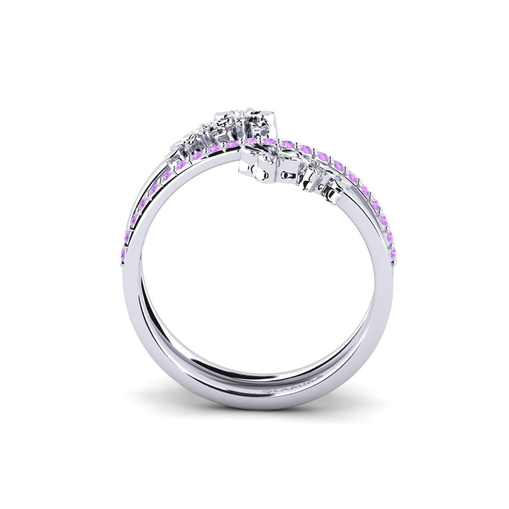 White Silver Amethyst Ring Noirelle