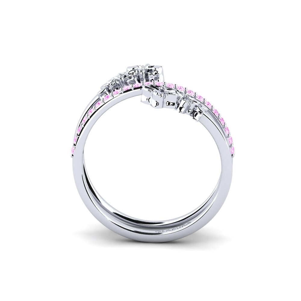 White Silver Pink Sapphire Ring Noirelle