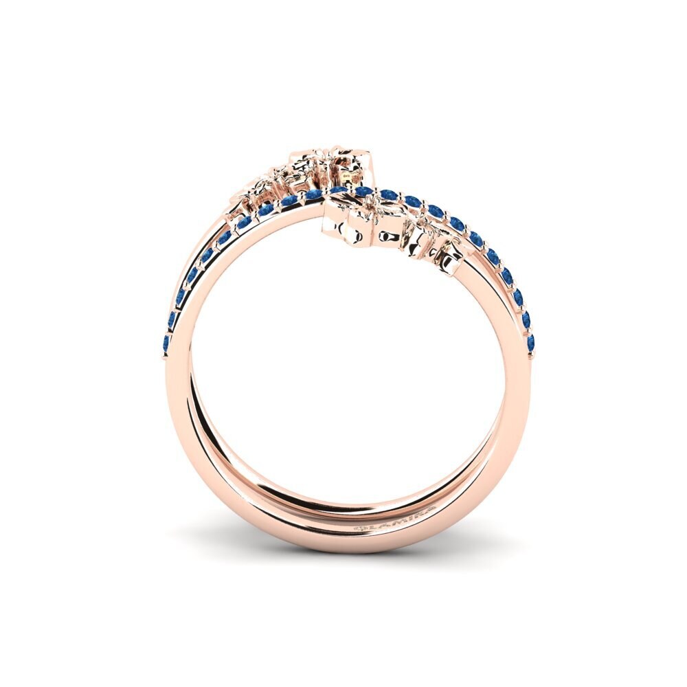 14ct Rose Gold Dark Blue Zirconia Ring Noirelle