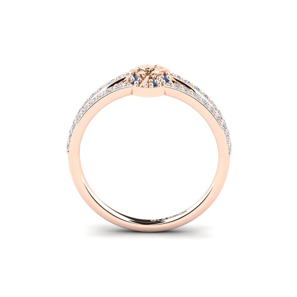 14ct Rose Gold Dark Blue Zirconia Ring Orchard