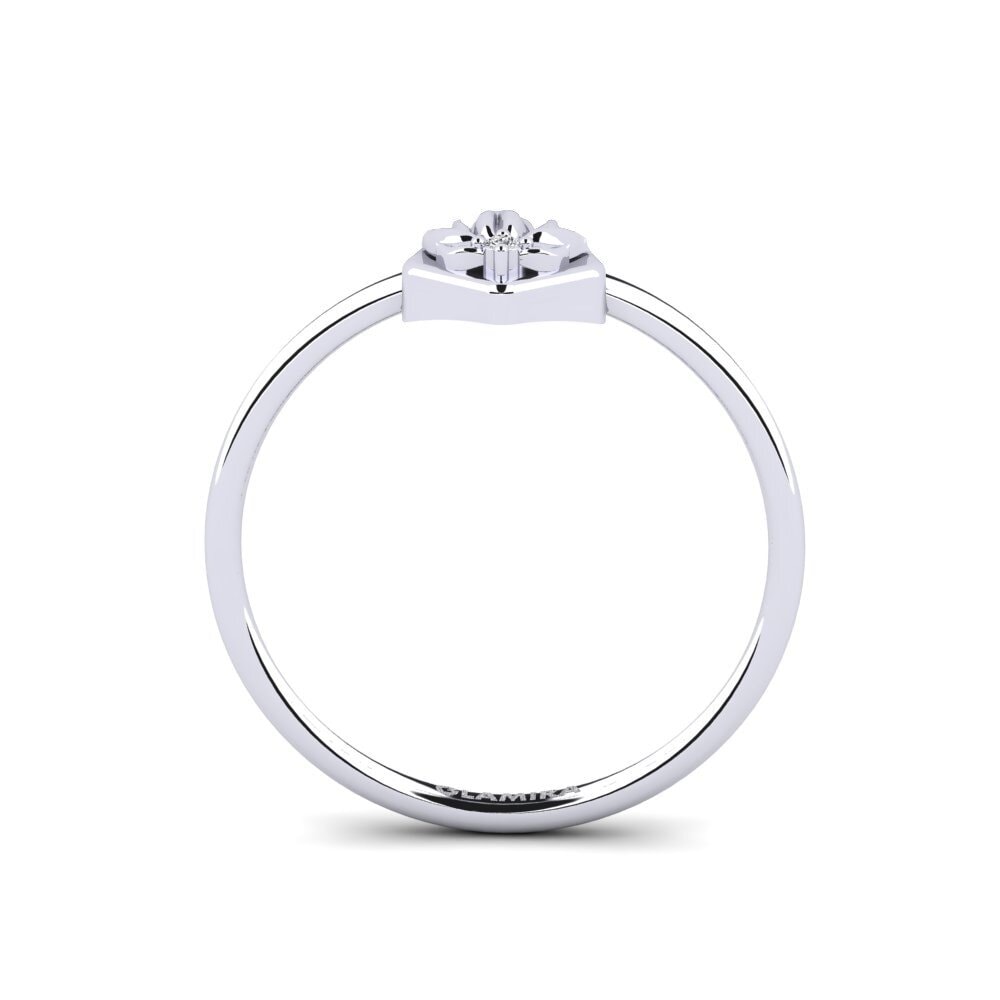 14k Oro Blanco Anillo Relievo