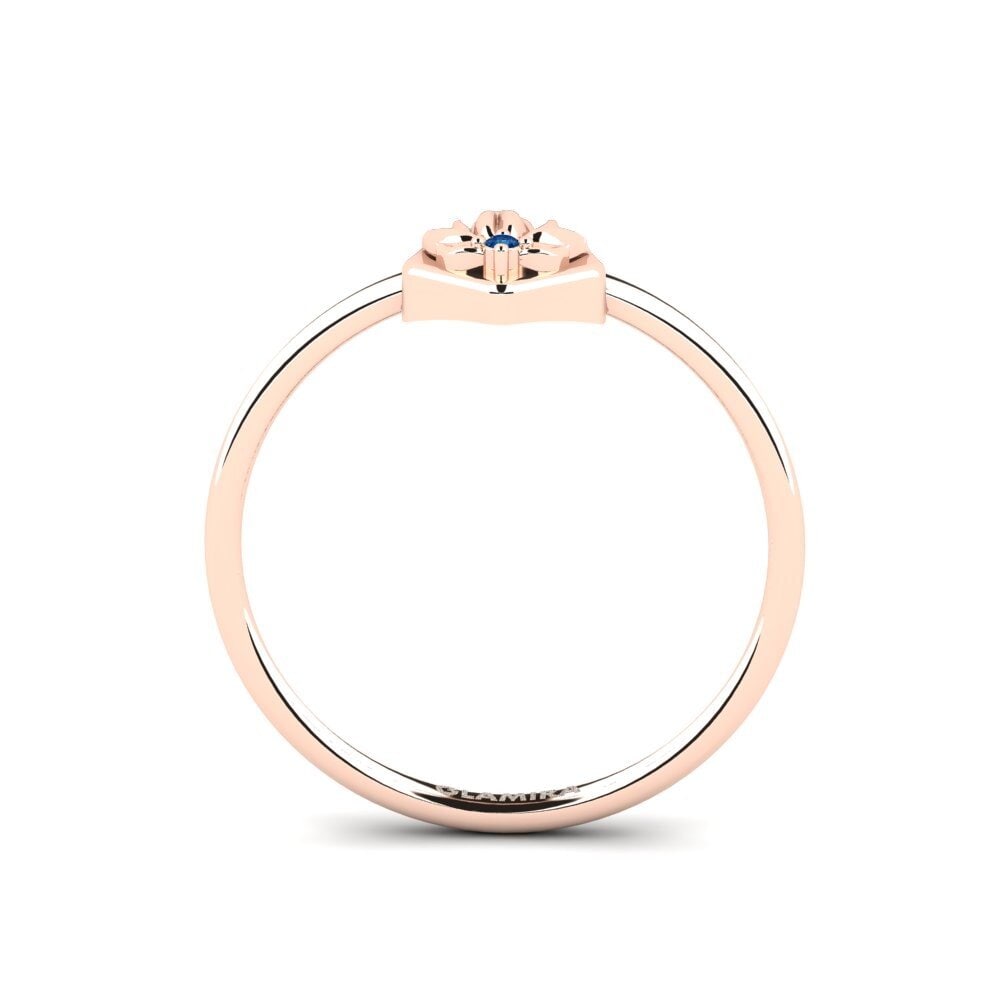 14ct Rose Gold Dark Blue Zirconia Ring Relievo