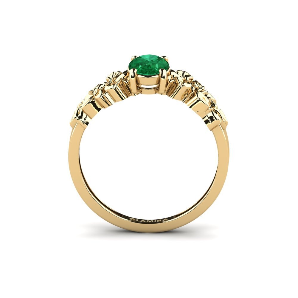 14k Oro Amarillo Ovalado Esmeralda (creada en laboratorio) Anillo Renelle