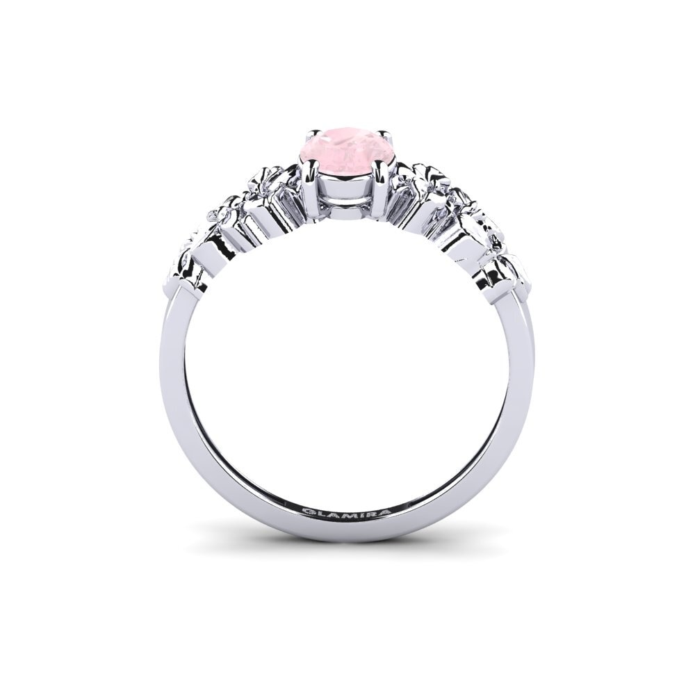 White Silver Rose Quartz Ring Renelle