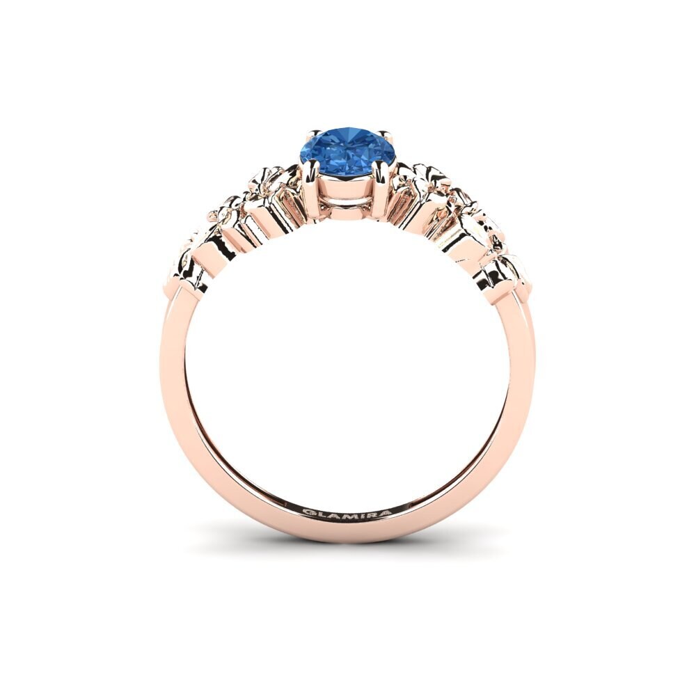 14ct Rose Gold Dark Blue Zirconia Ring Renelle