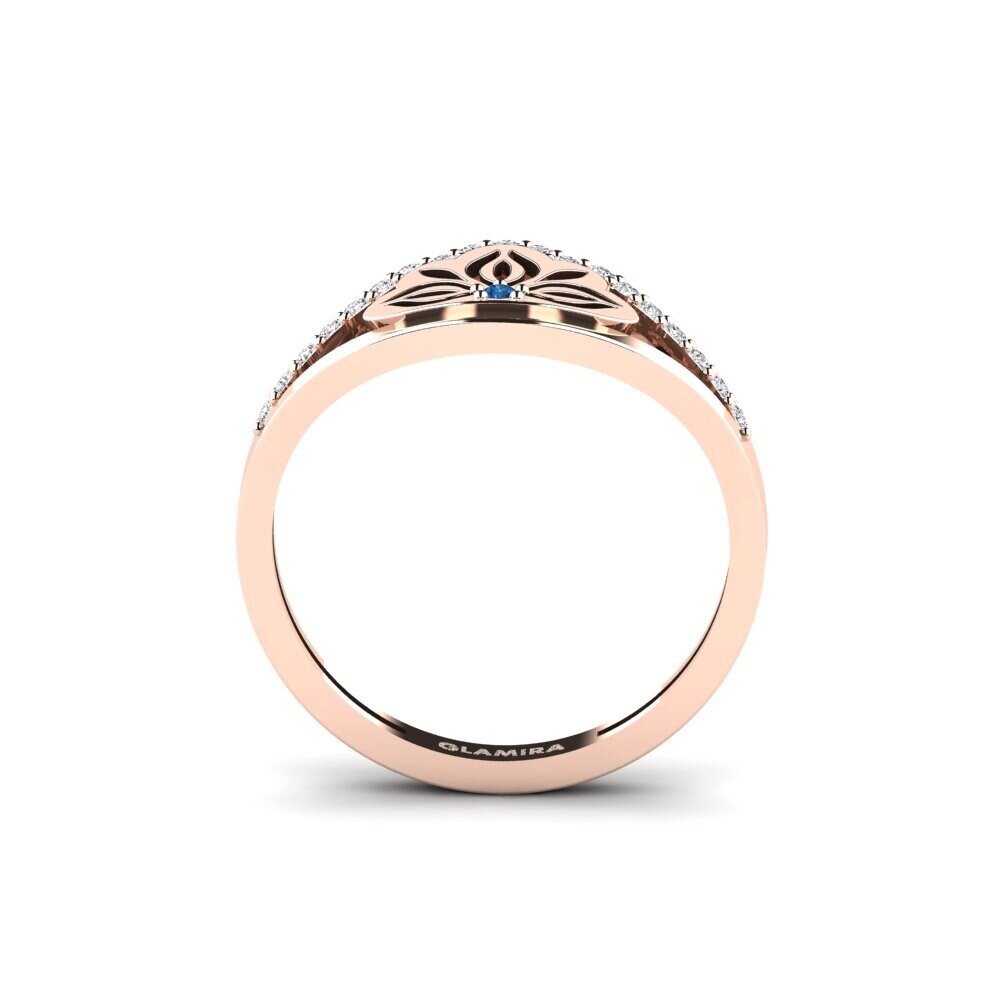 14ct Rose Gold Dark Blue Zirconia Ring Rudang