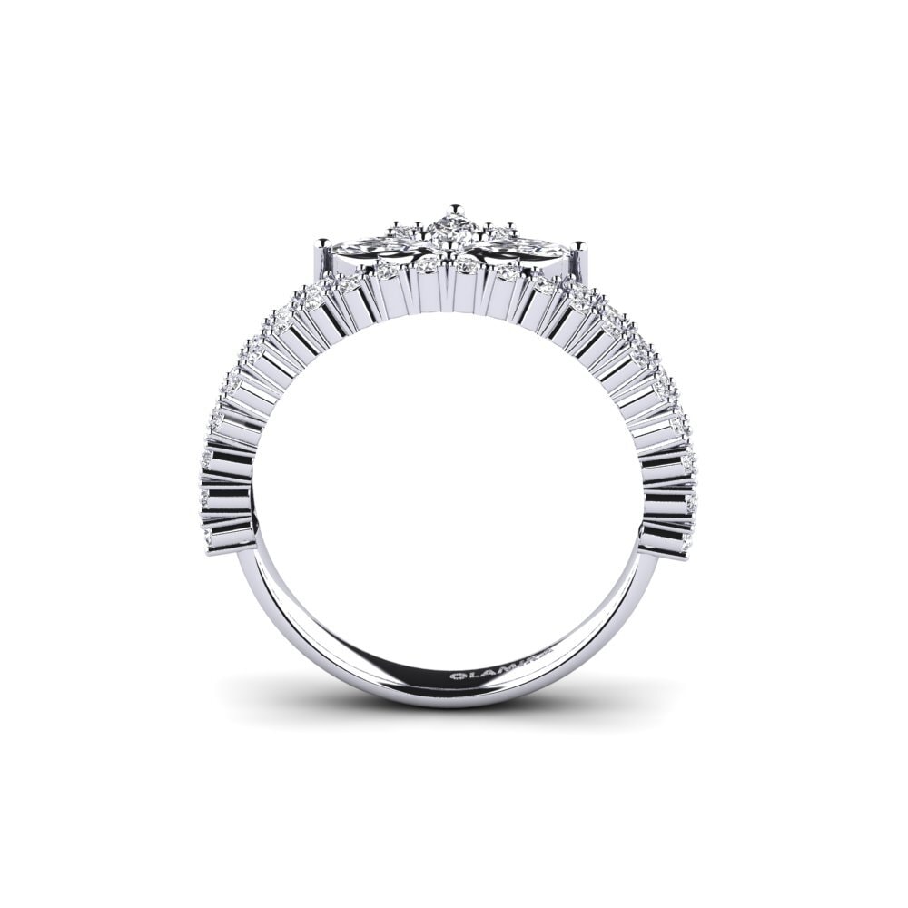 14k Oro Blanco Anillo Rugosidade