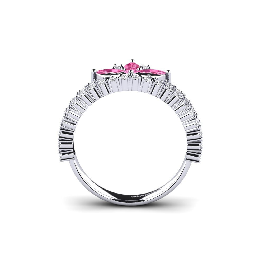 White Silver Pink Sapphire Ring Rugosidade
