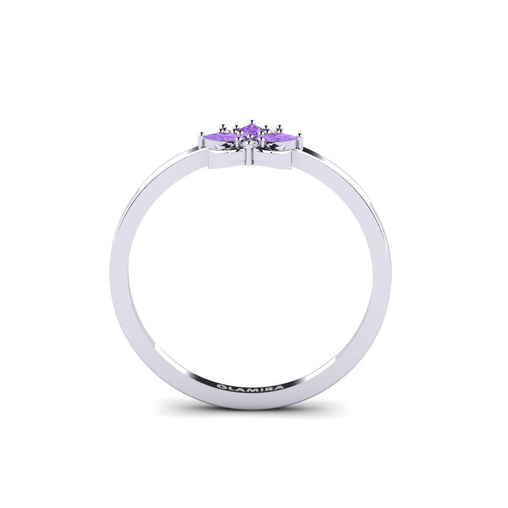 White Silver Amethyst Ring Samklang