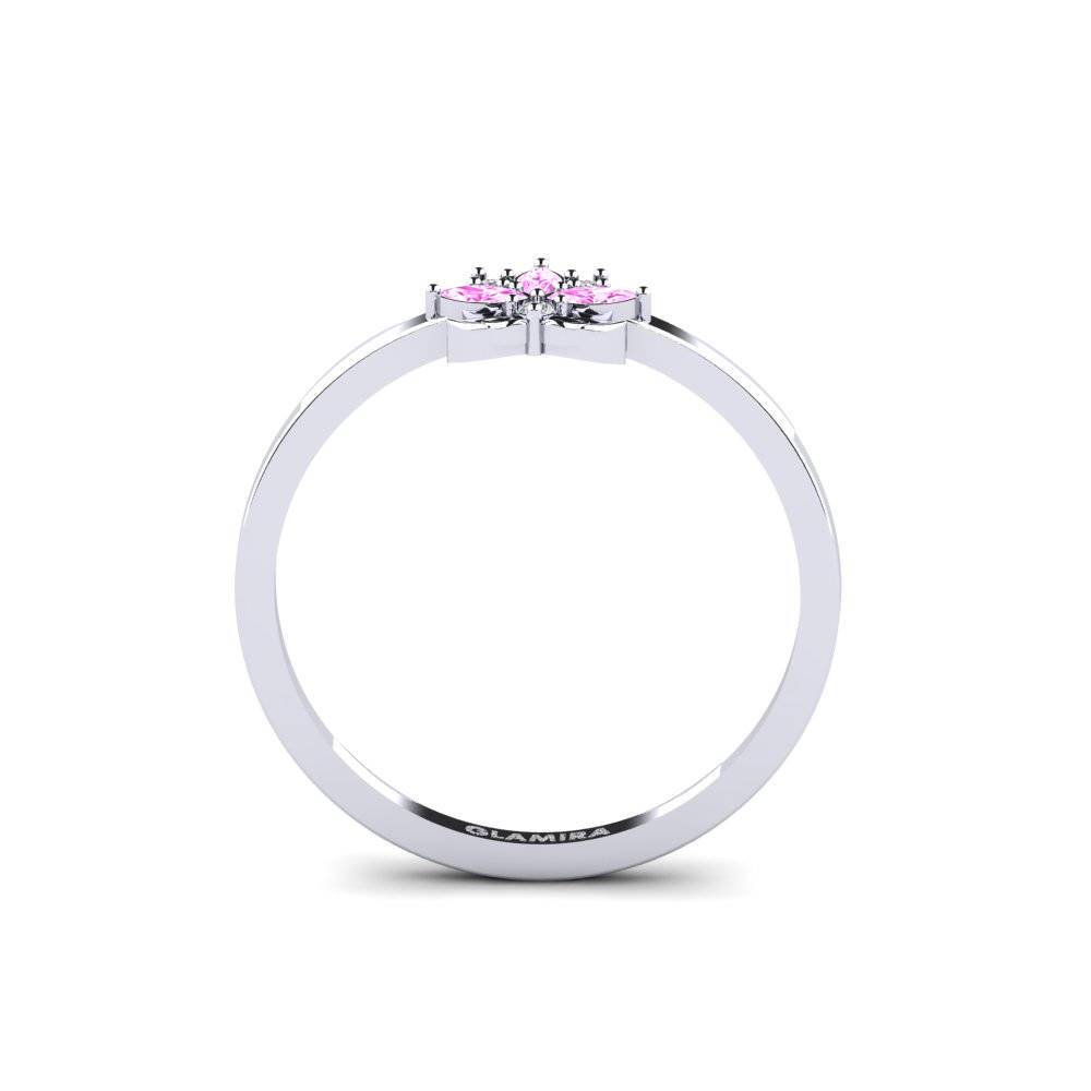 White Silver Pink Sapphire Ring Samklang
