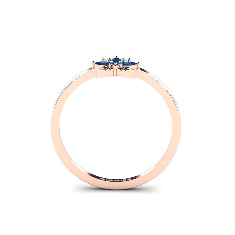 14ct Rose Gold Dark Blue Zirconia Ring Samklang