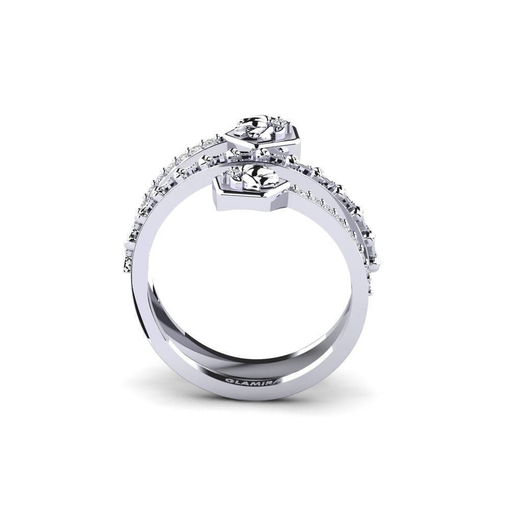 14k Oro Blanco Anillo Samspelet