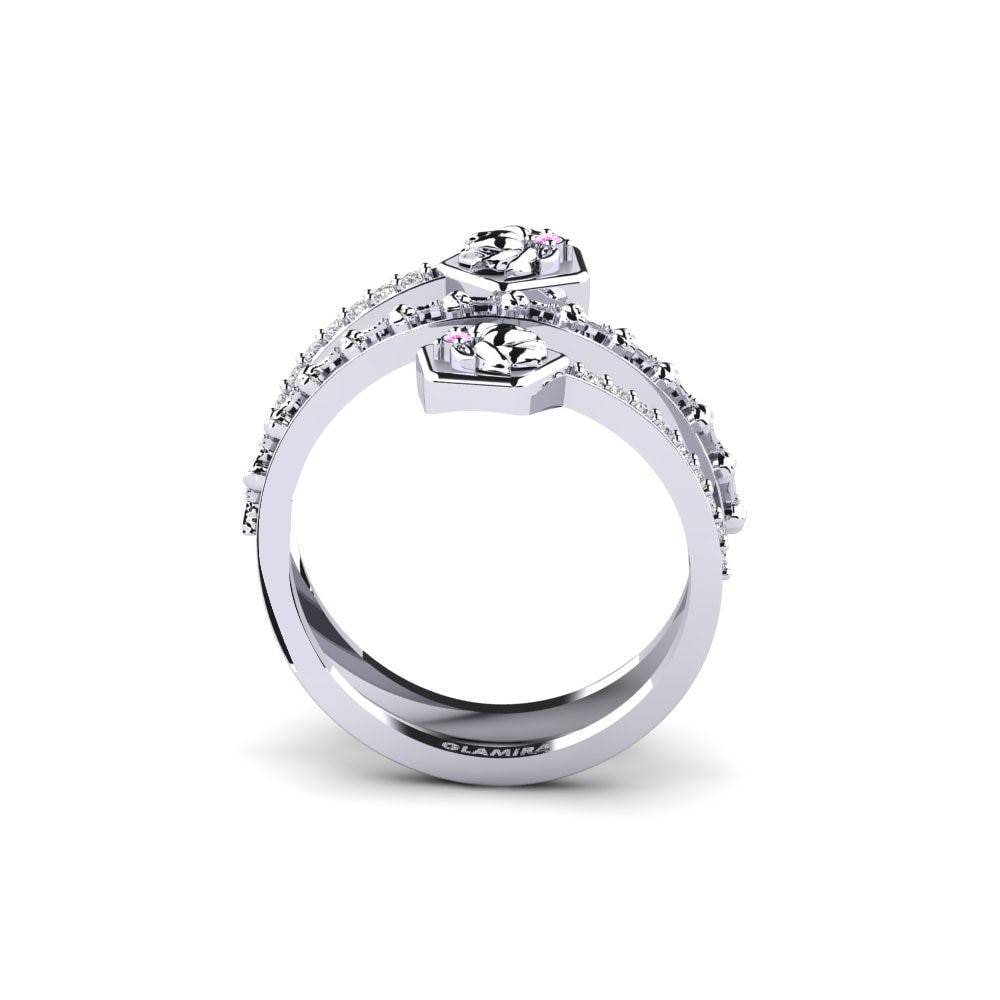 White Silver Pink Sapphire Ring Samspelet