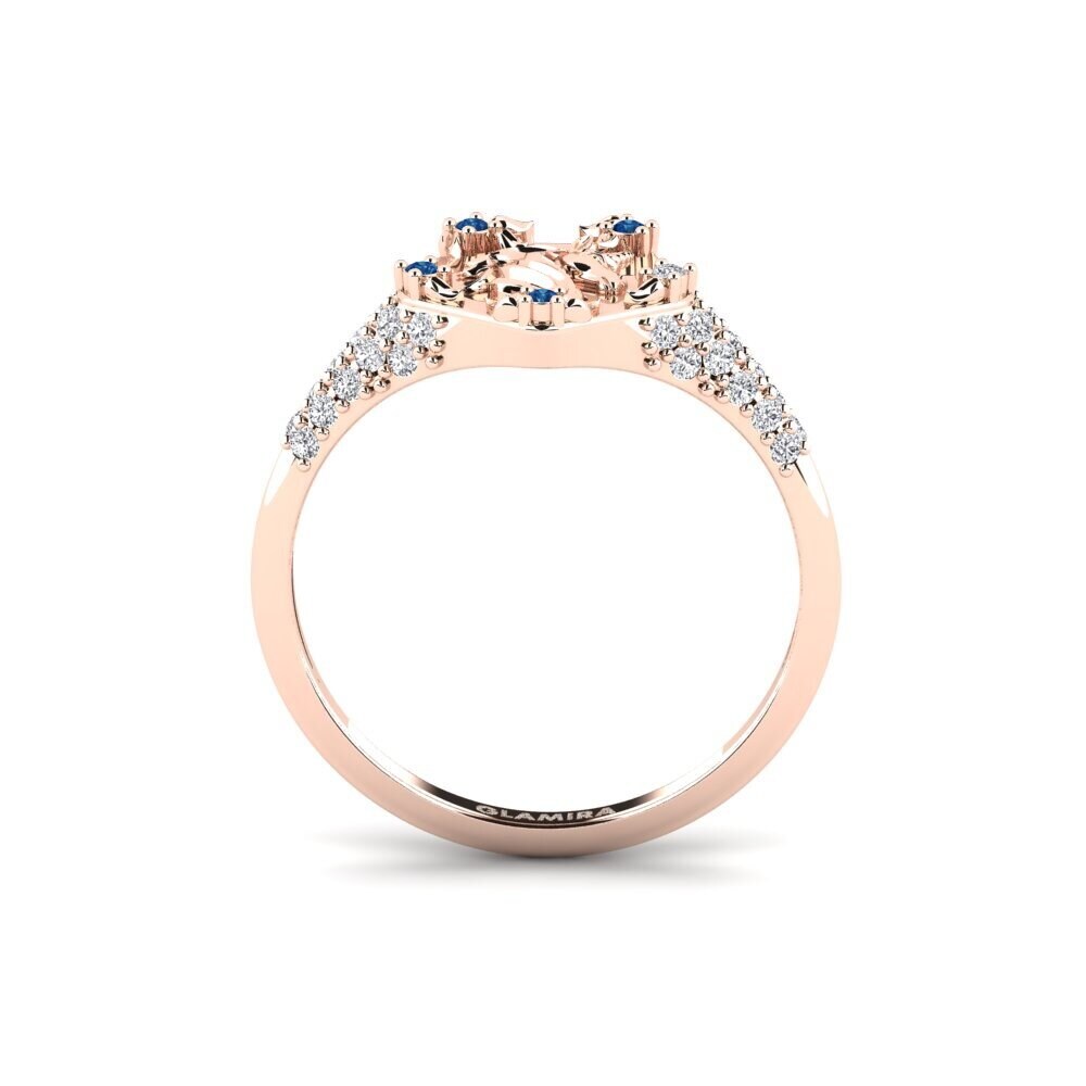 14ct Rose Gold Dark Blue Zirconia Ring Sinnlight